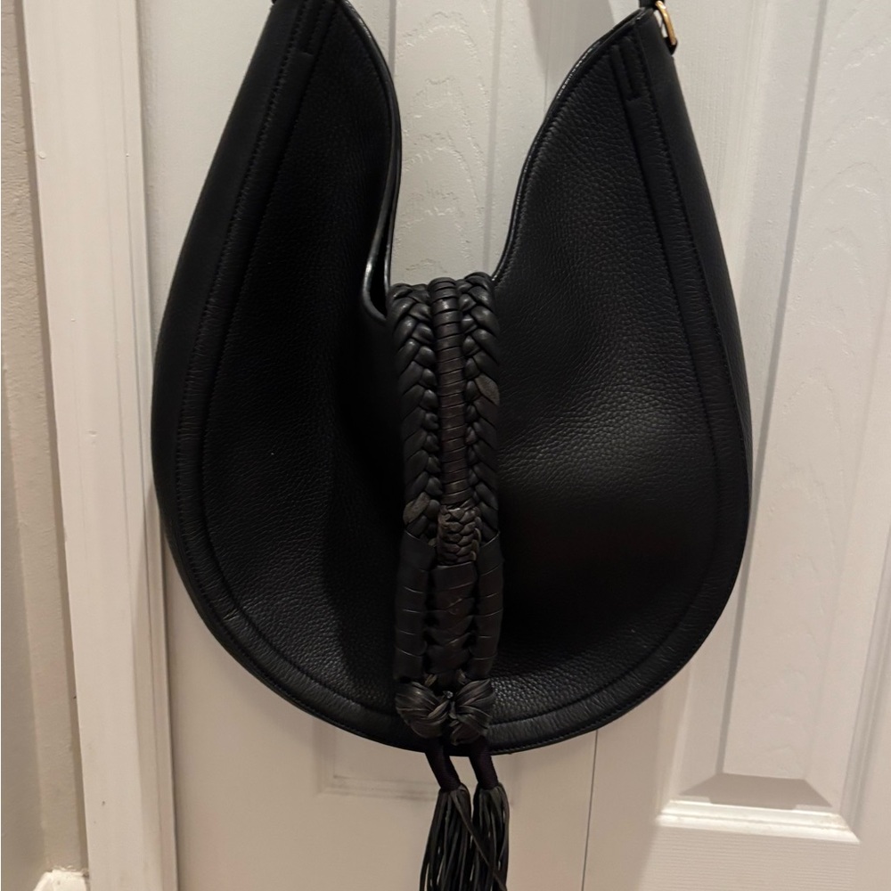 Altuzarra Black Leather Hobo with Braided Tassel